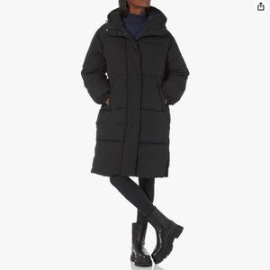 Amazon Essentials Women's Long Puffer Jacket, Large, Black